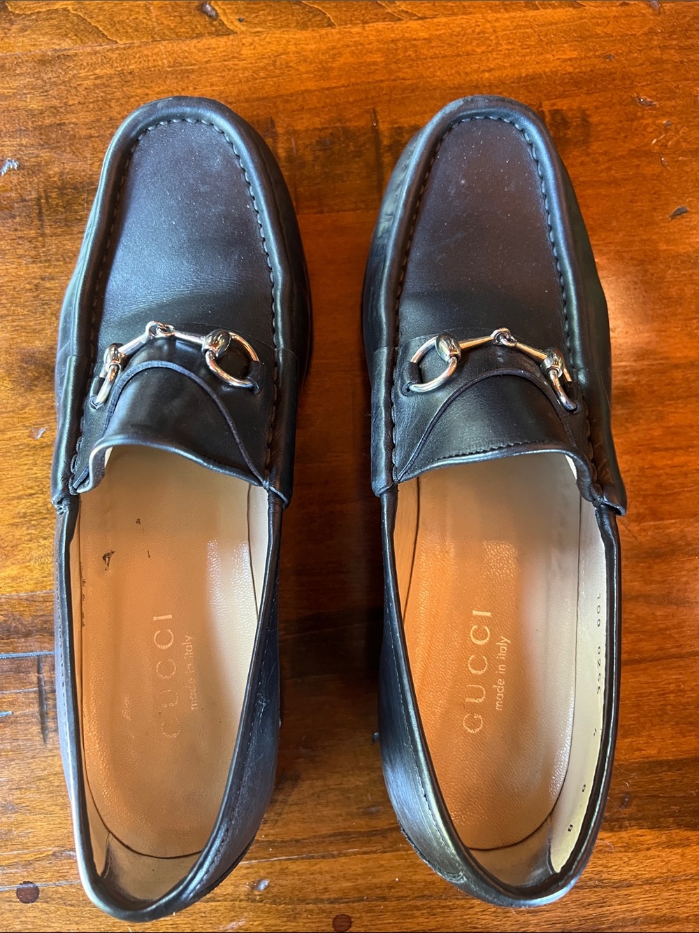 Gucci Black Leather Horsebit Slip-On Loafers